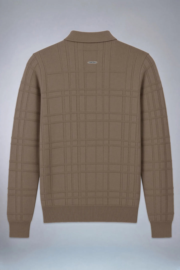 BURGHARD - CASHMERE TOUCH KNIT POLO SWEATER "CASHEW"