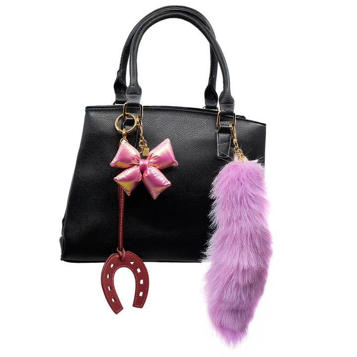 FAUX LEATHER HORSE SHOE CHARM IN BURGUNDY