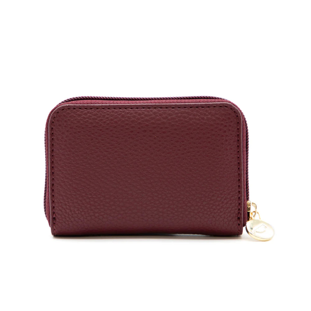 RIONA KETTY PEBBLED RFID SMALL ZIP AROUND WALLET "BURGUNDY"