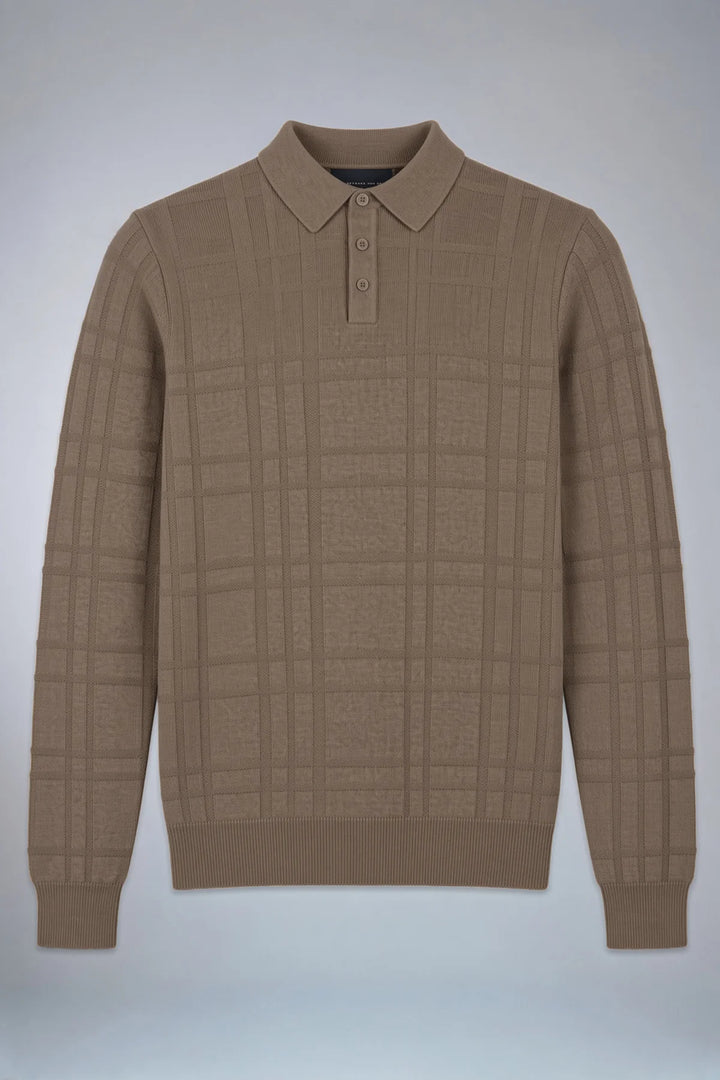 BURGHARD - CASHMERE TOUCH KNIT POLO SWEATER "CASHEW"