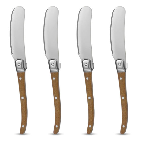 NATURAL WOOD HANDLE BUTTER KNIFE - SET OF 4