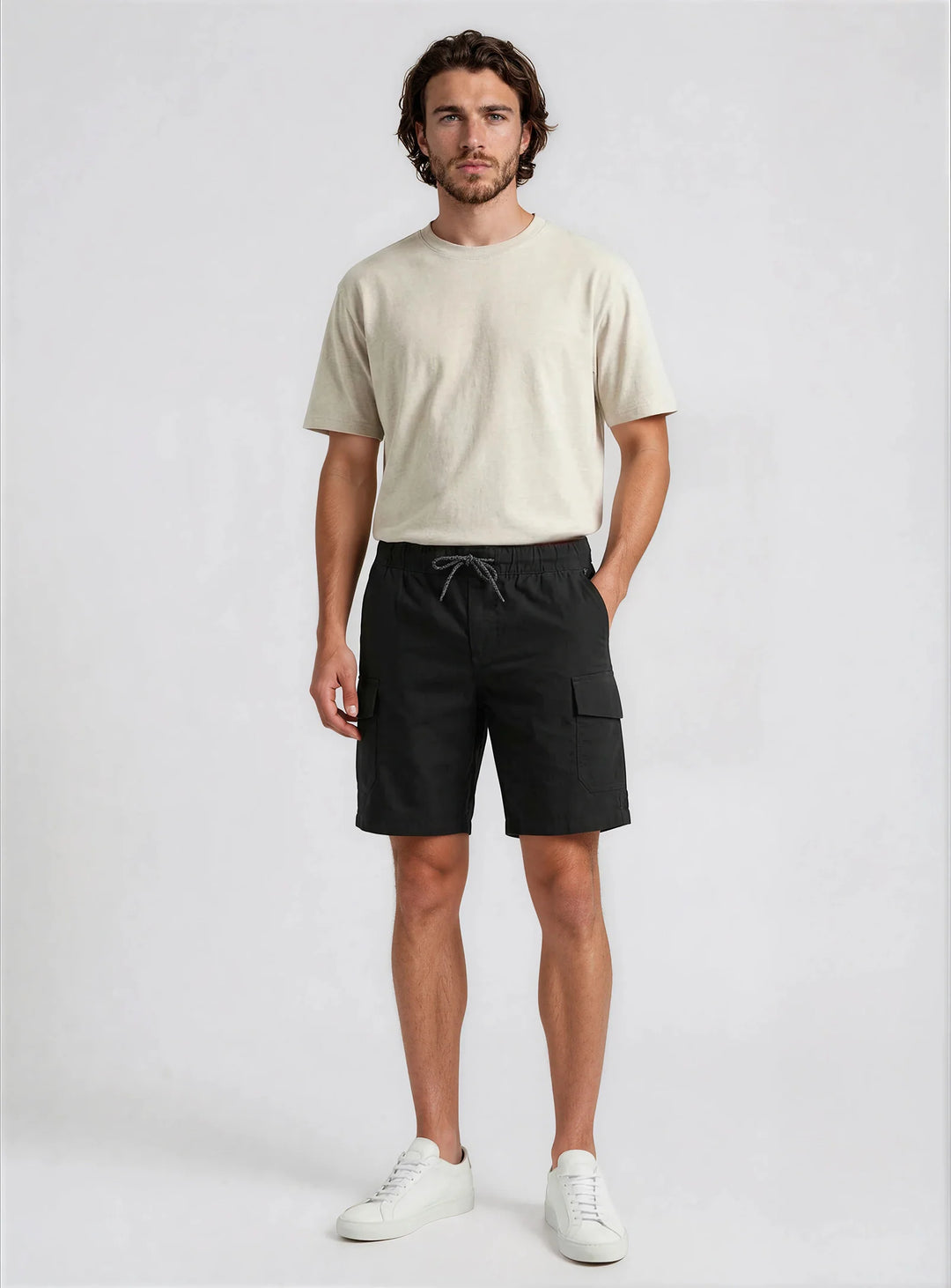 LOUIS - SUPER FLEX PULL-ON CARGO SHORT "BLACK"