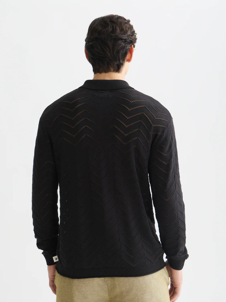 POINTELLE DROPPED SHOULDER CARDIGAN "METEORITE"