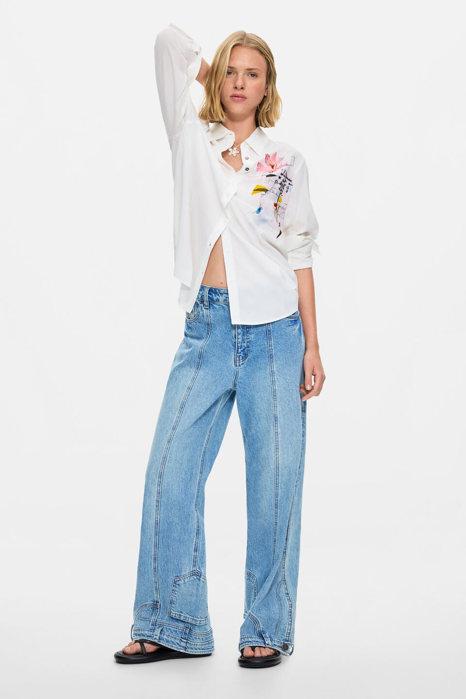 EMBROIDERED FLORAL SHIRT "WHITE"