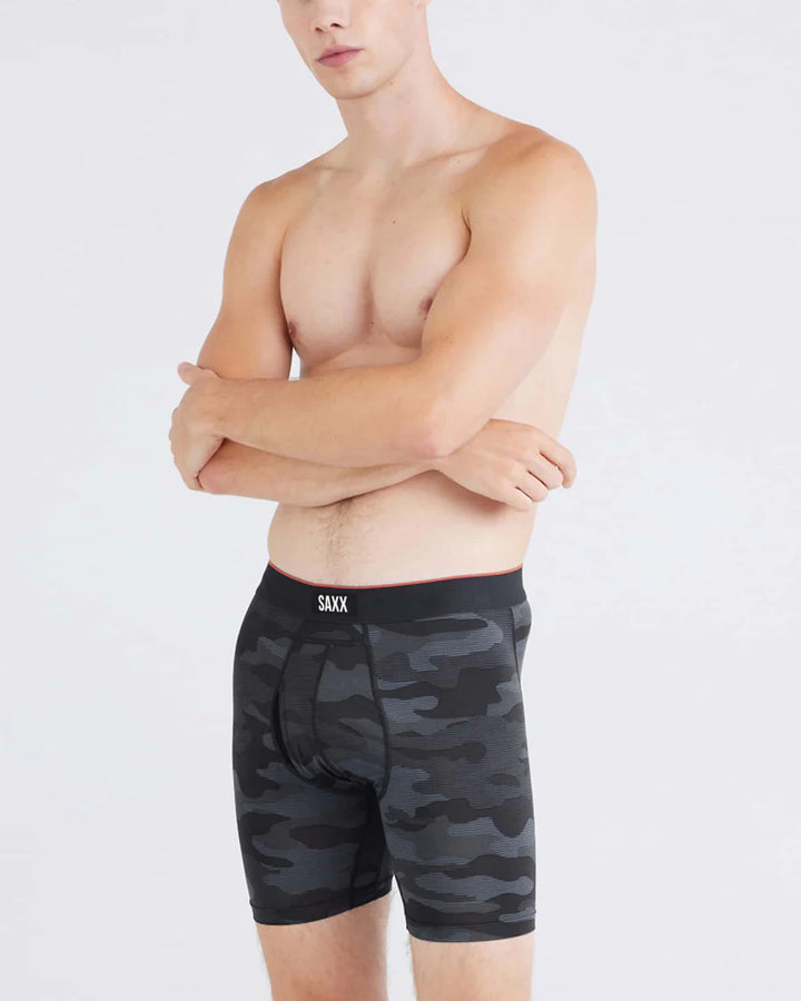MULTI-SPORT MESH BOXER BRIEF 6" "REMOTE CAMO-FADED BLACK"
