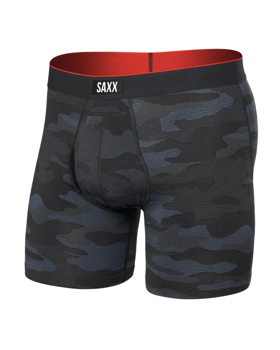 MULTI-SPORT MESH BOXER BRIEF 6" "REMOTE CAMO-FADED BLACK"