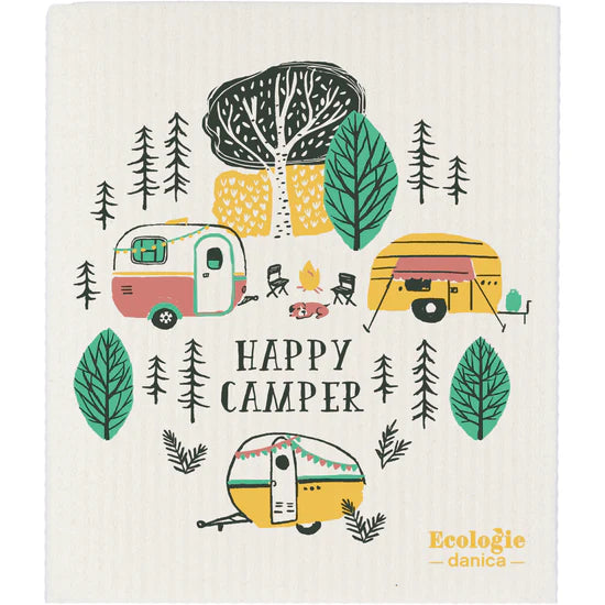 HAPPY CAMPER SWEDISH DISH CLOTH