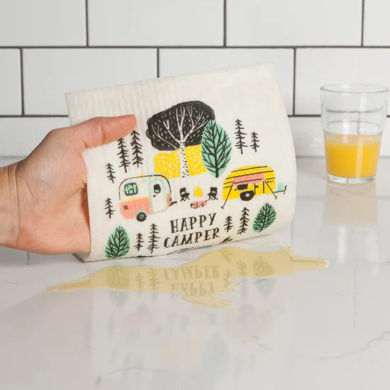 HAPPY CAMPER SWEDISH DISH CLOTH