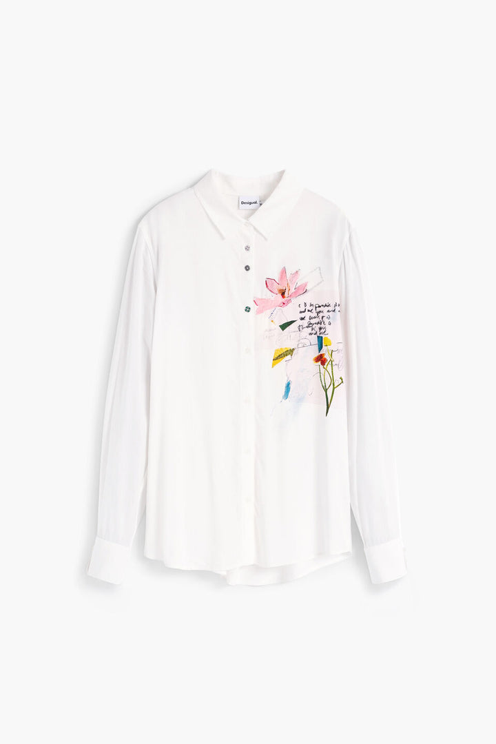EMBROIDERED FLORAL SHIRT "WHITE"