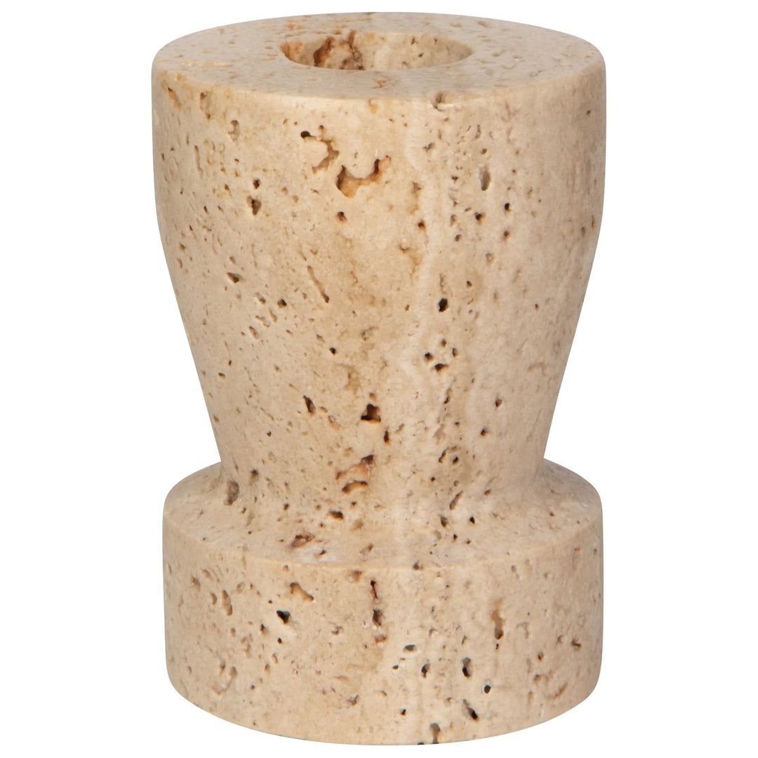 PETRA TRAVERTINE CANDLE HOLDER - TALL 3"