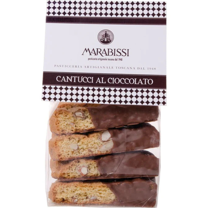 CHOCOLATE DIPPED CANTUCCI WITH ALMONDS 150G