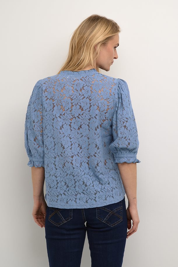 CRKASPIS BLOUSE - ANCIENT SCROLL, CAPTAIN'S BLUE