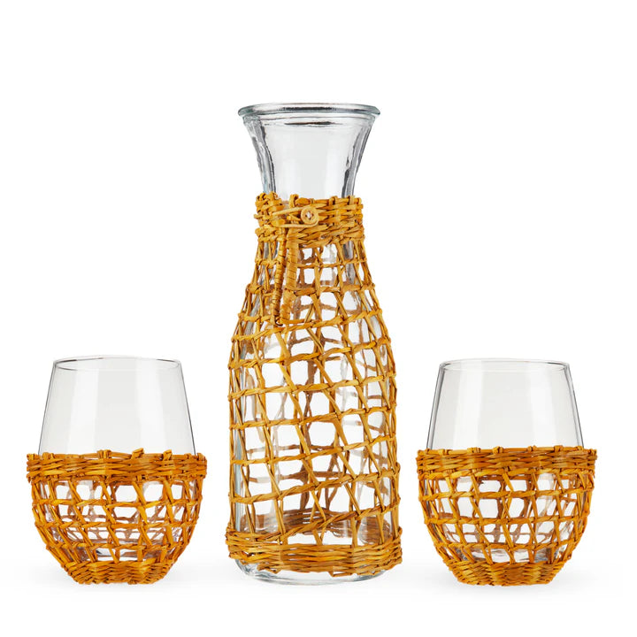 ISLAND CARAFE &amp; STEMLESS WINE GLASS SET