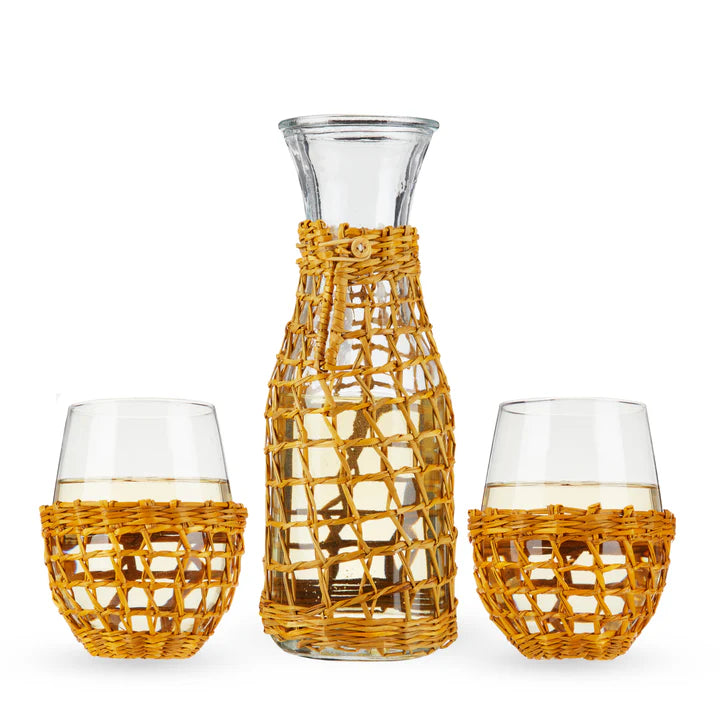 ISLAND CARAFE &amp; STEMLESS WINE GLASS SET
