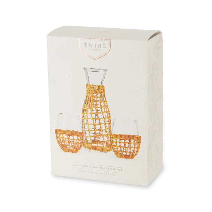 ISLAND CARAFE &amp; STEMLESS WINE GLASS SET