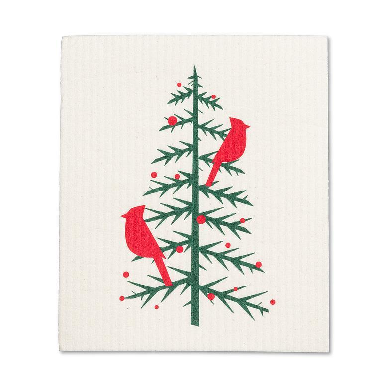 CARDINALS IN TREE DISHCLOTHS, SET OF 2 6.5X8''L