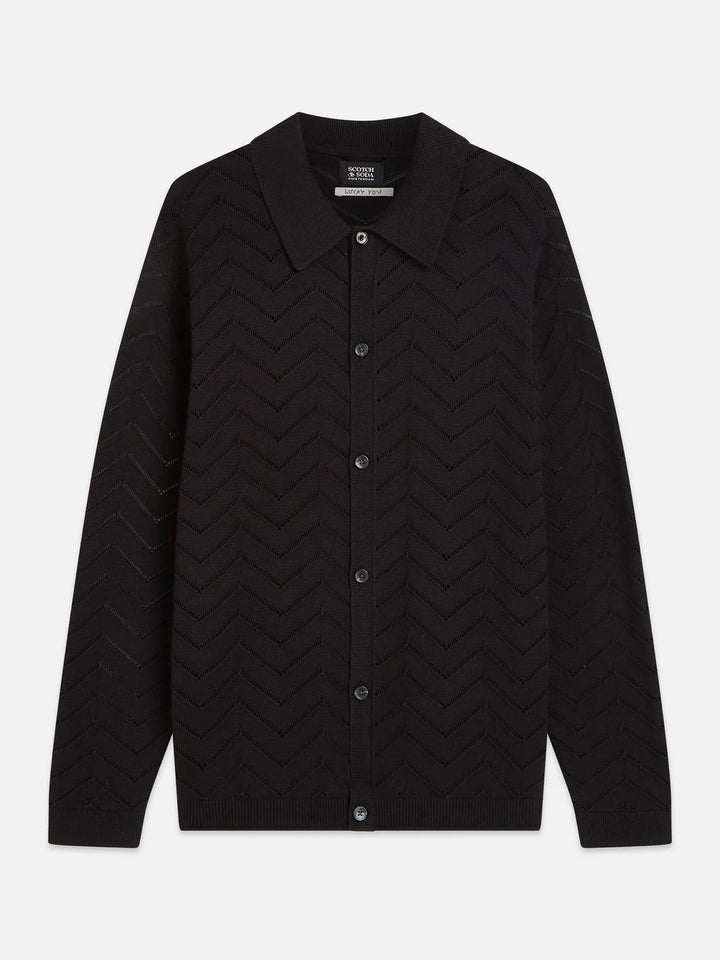 POINTELLE DROPPED SHOULDER CARDIGAN "METEORITE"