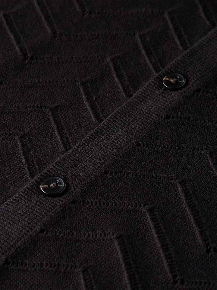 POINTELLE DROPPED SHOULDER CARDIGAN "METEORITE"