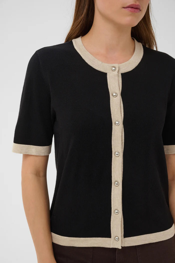 KALIZZA CONTRAST CARDIGAN "BLACK DEEP"