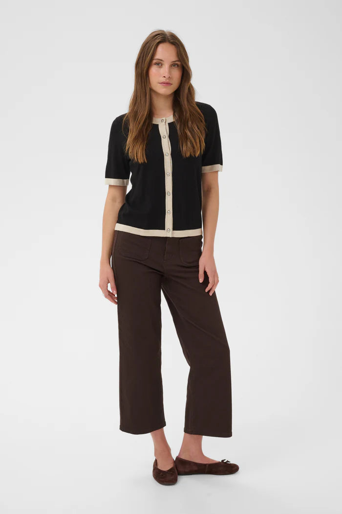 KALIZZA CONTRAST CARDIGAN "BLACK DEEP"