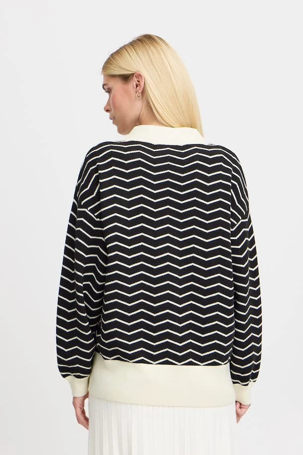 BYOTARI ZIG ZAG CARDIGAN "BLACK MIX"