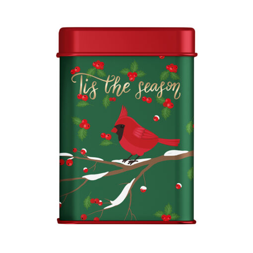 HOLLY BERRY CARDINAL KEEPSAKE TIN - HOT CHOCOLATE