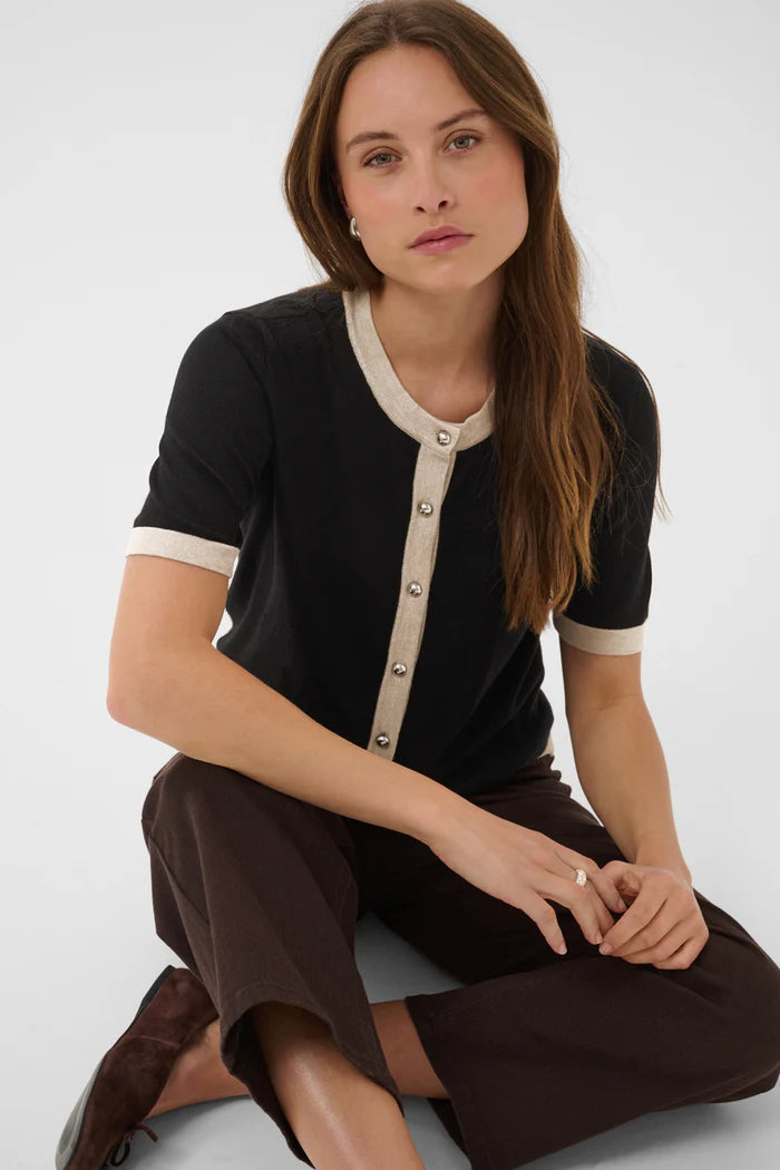 KALIZZA CONTRAST CARDIGAN "BLACK DEEP"