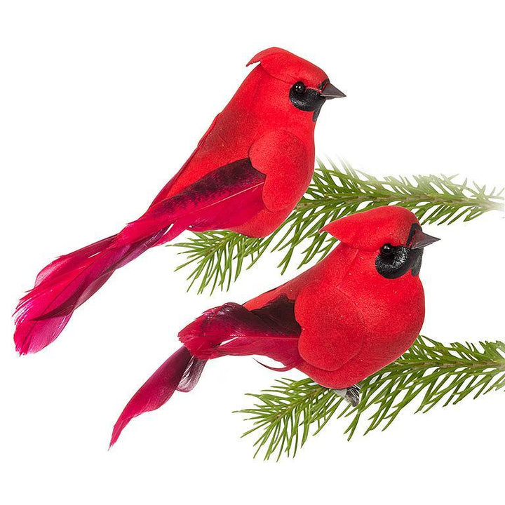 SMALL CARDINAL BIRD CLIPS - 2 ASSORTED 3.5''L