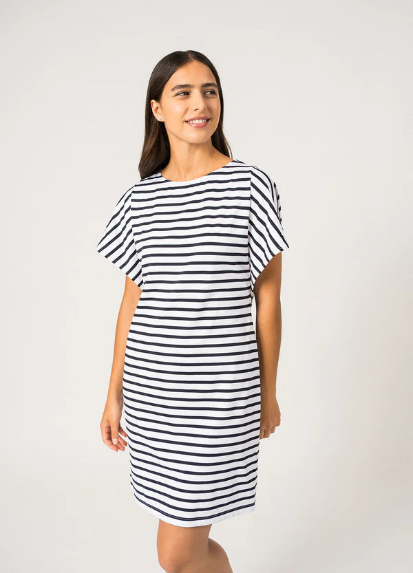 CASSIS DRESS "NEIGE/NAVY"