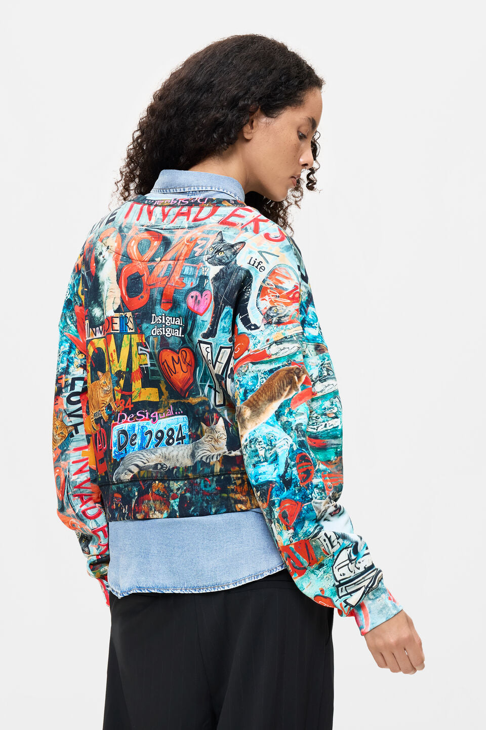 CATS PRINTED 100% COTTON SWEATSHIRT