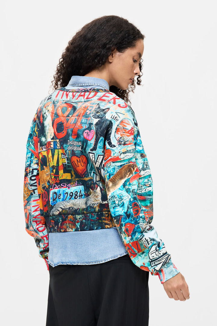 CATS PRINTED 100% COTTON SWEATSHIRT