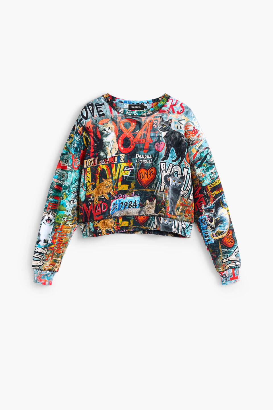 CATS PRINTED 100% COTTON SWEATSHIRT