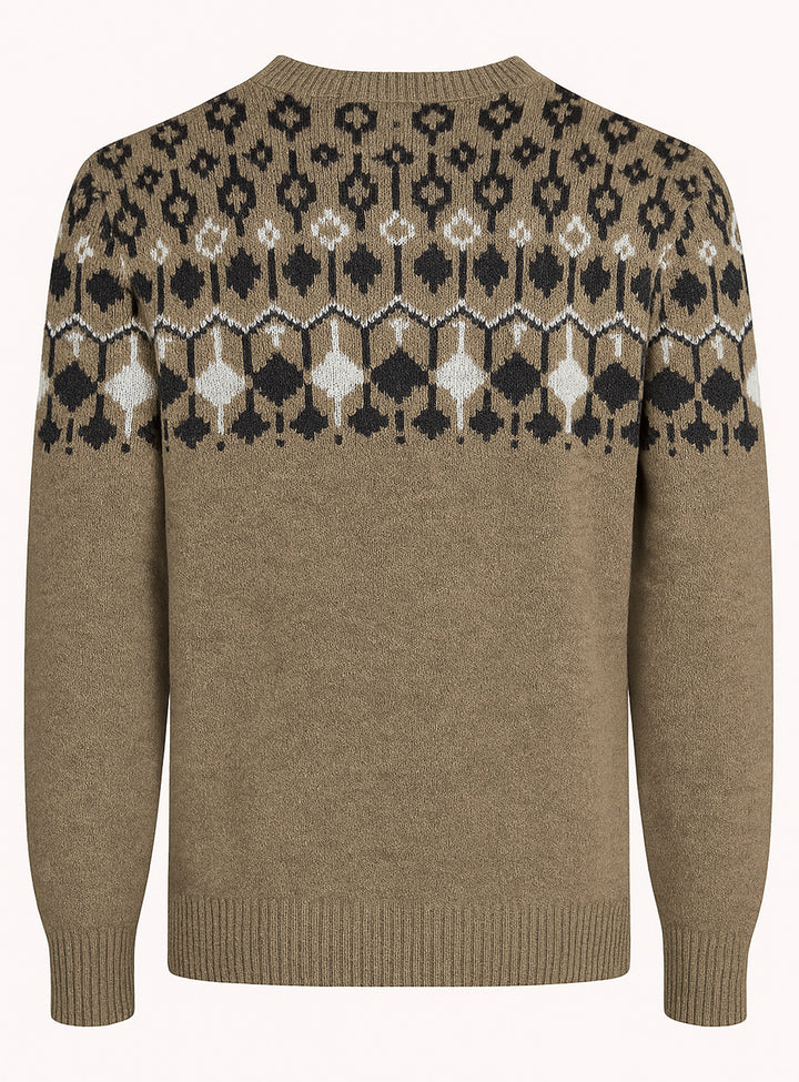 HEAVY GAUGE JACQUARD PATTERN CREWNECK "CEREAL"