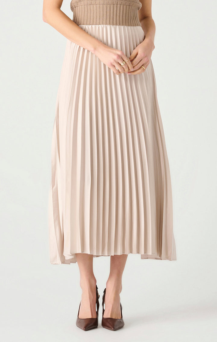 PULL-ON PLEATED MAXI SKIRT "CHAMPAGNE"