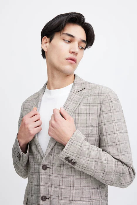 CFBILLE CHECKERED BLAZER - GREY MELANGE