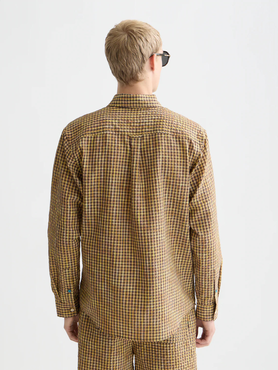 SEERSUCKER MICRO-CHECK RELAXED SHIRT "HOT FUDGE CHECK"