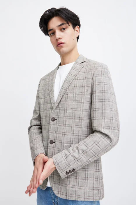 CFBILLE CHECKERED BLAZER - GREY MELANGE