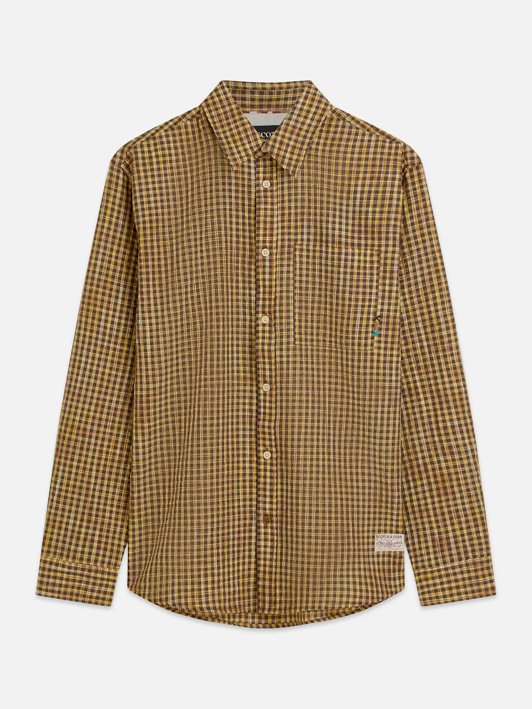 SEERSUCKER MICRO-CHECK RELAXED SHIRT "HOT FUDGE CHECK"