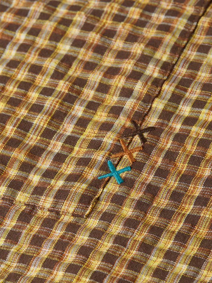 SEERSUCKER MICRO-CHECK RELAXED SHIRT "HOT FUDGE CHECK"