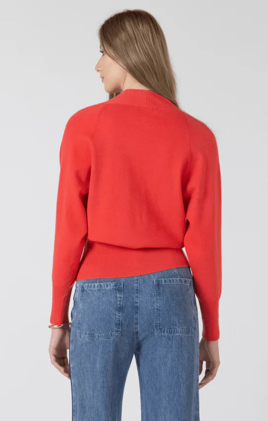 CLEAN BUTTON FRONT CARDIGAN "BRIGHT CHERRY"