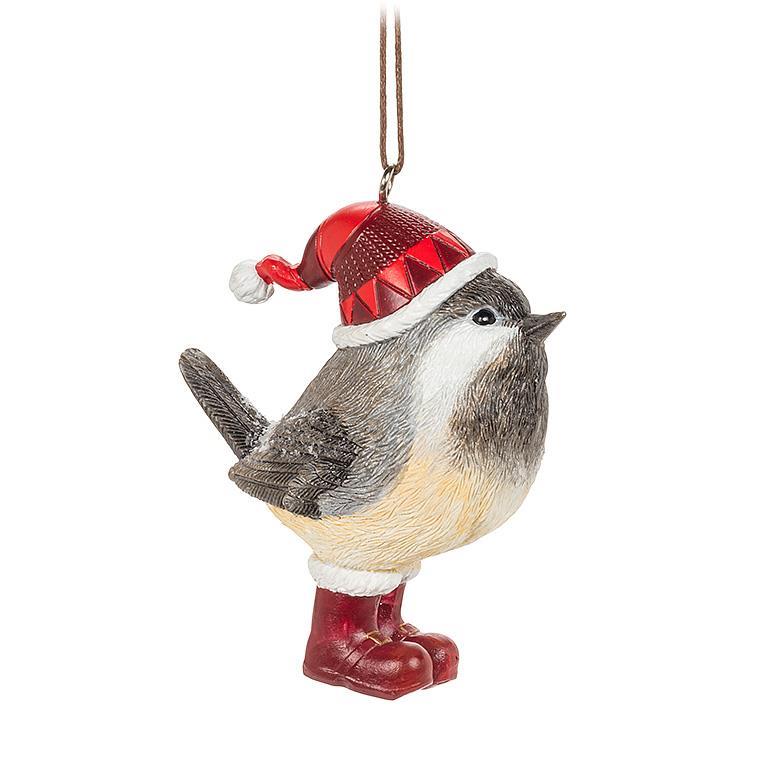 WINTER CHICKADEE ORNAMENT - 3 ASSORTED 3''H