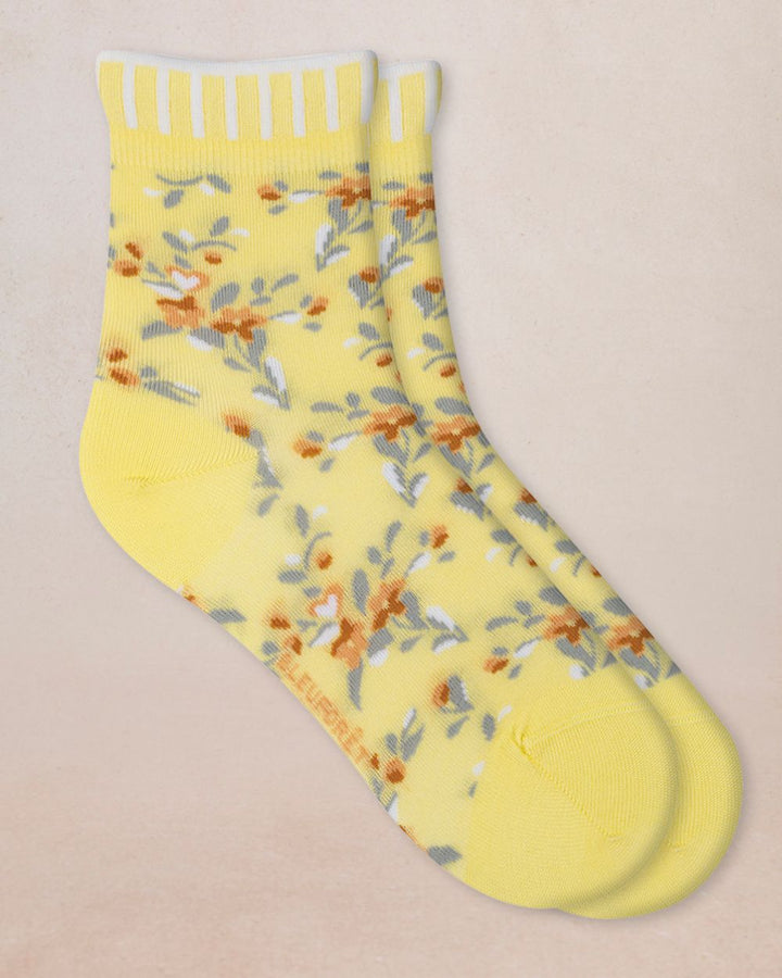 LIBERTY PRINT SHORT SOCKS IN SCOTTISH WOOL AND LEMONGRASS