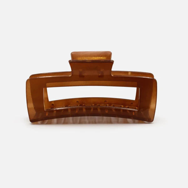 LARGE RECTANGULAR TRANSLUCENT BROWN PLASTIC CLIP