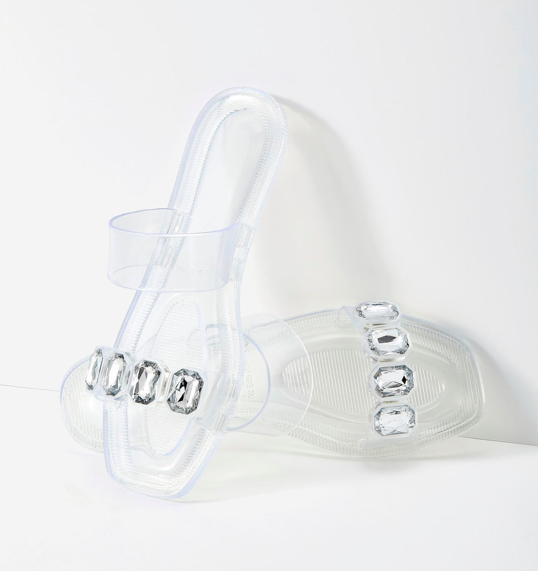 CLEAR RESORT SANDALS WITH JEWELS - SIZE 6-9