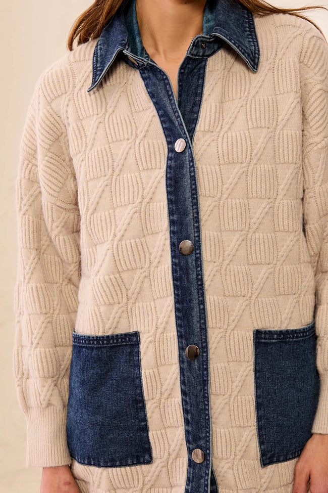 MIX MEDIA SWEATER COATIGAN "LTSUEDE"