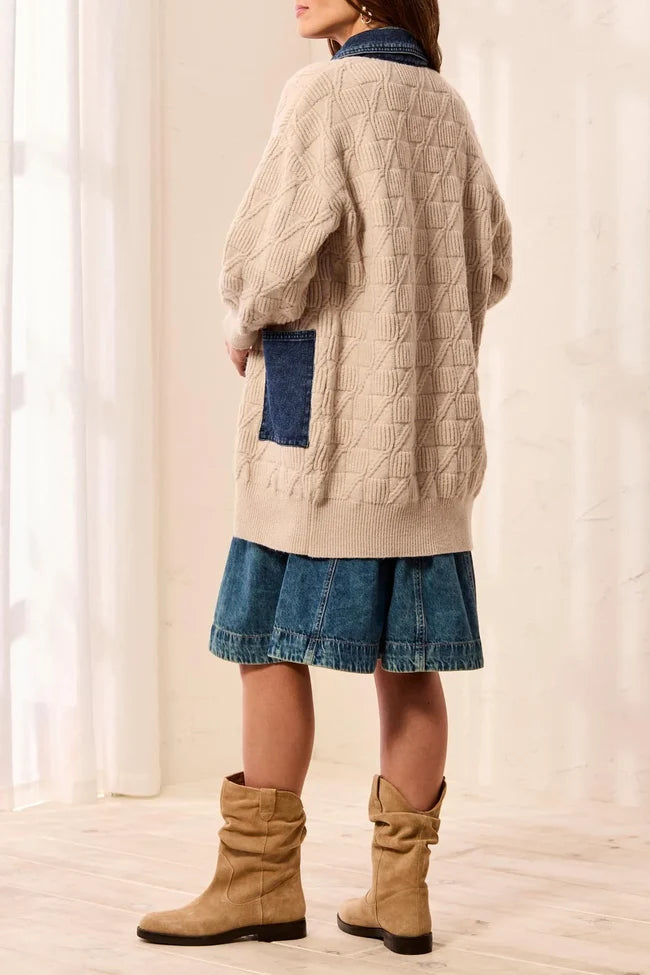 MIX MEDIA SWEATER COATIGAN "LTSUEDE"