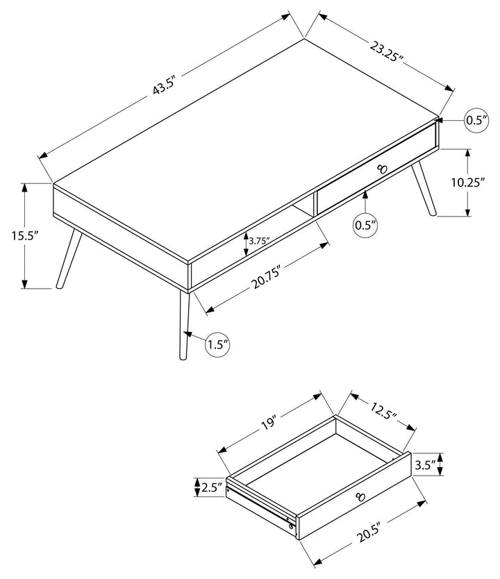 COFFEE TABLE "WALNUT MID-CENTURY WITH A DRAWER"