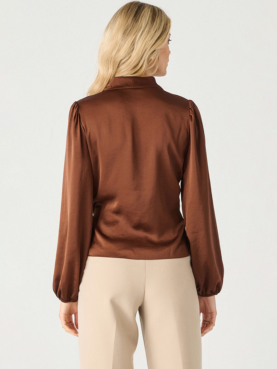 LS SOFT WRAP BLOUSE "COGNAC"