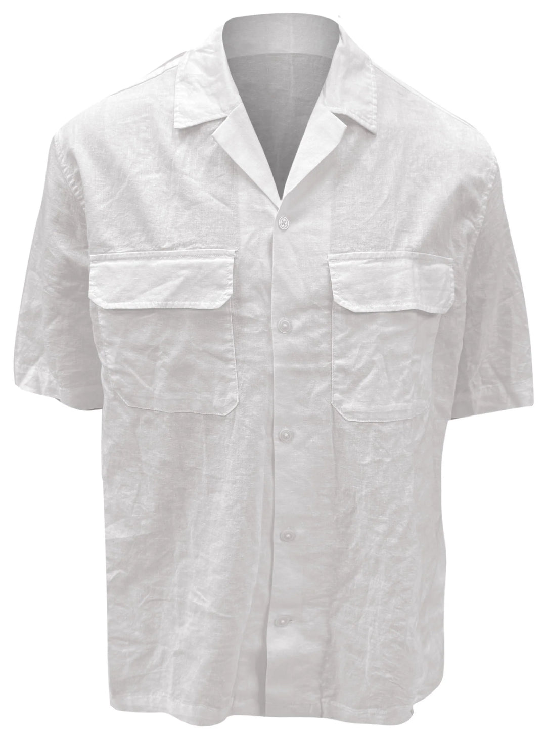 MORG - LINEN TUCK-OUT SHORT-SLEEVE SHIRT "WHITE"
