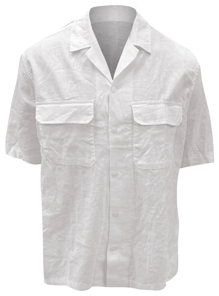 MORG - LINEN TUCK-OUT SHORT-SLEEVE SHIRT "WHITE"